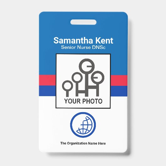 Retro Blue Red Shade Columns Foto Staff Nurse ID Ausweis (Vorderseite)