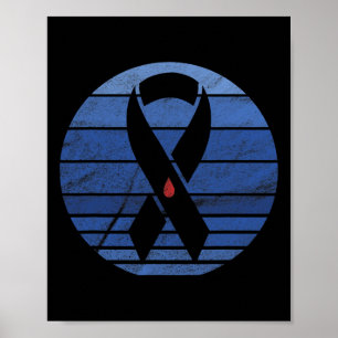 Retro Blue Ribbon Vintag Diabetes Bewusstsein Poster