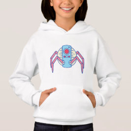 Retro Blue Robot Spider Walker Illustration Hoodie