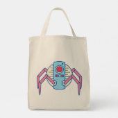 Retro Blue Robot Spider Walker Illustration Tragetasche (Rückseite)