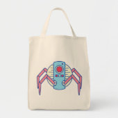 Retro Blue Robot Spider Walker Illustration Tragetasche (Vorne)