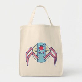 Retro Blue Robot Spider Walker Illustration Tragetasche