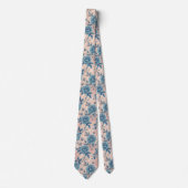 Retro Blue Rose Muster auf weichrosa Hintergrund Krawatte (Vorderseite)