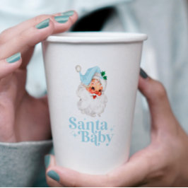 Retro Blue Santa Baby Weihnachtsdusche Pappbecher