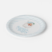 Retro Blue Santa Baby Weihnachtsdusche Pappteller (Schrägansicht)