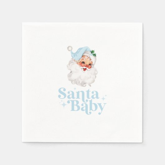 Retro Blue Santa Baby Weihnachtsdusche Serviette (Vorderseite)