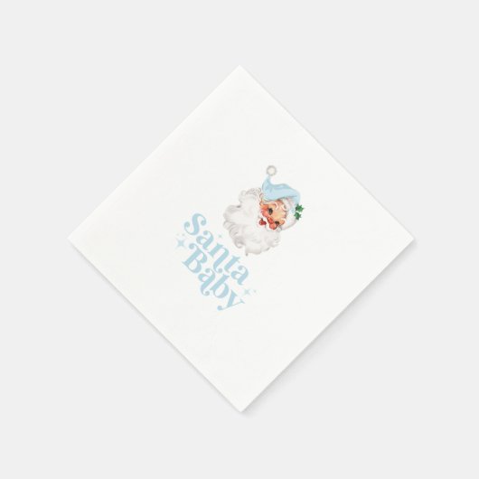 Retro Blue Santa Baby Weihnachtsdusche Serviette (Ecke)