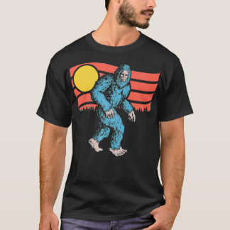 Retro Blue Sasquatch Cool Achtzig Vintag Yeti Gr T-Shirt