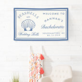 Retro Blue Seashells & Wedding Bells Bachelorette Banner (Insitu)