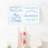 Retro Blue Seashells & Wedding Bells Bachelorette Banner (Insitu)