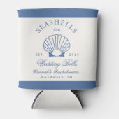 Retro Blue Seashells & Wedding Bells Bachelorette Dosenkühler (Vorderseite)