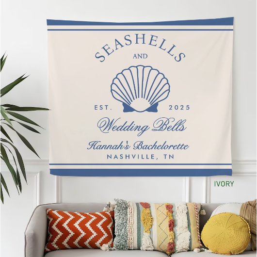 Retro Blue Seashells & Wedding Bells Bachelorette Fleecedecke