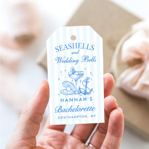 Retro Blue Seashells & Wedding Bells Bachelorette Geschenkanhänger