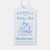 Retro Blue Seashells & Wedding Bells Bachelorette Geschenkanhänger (Vorderseite)