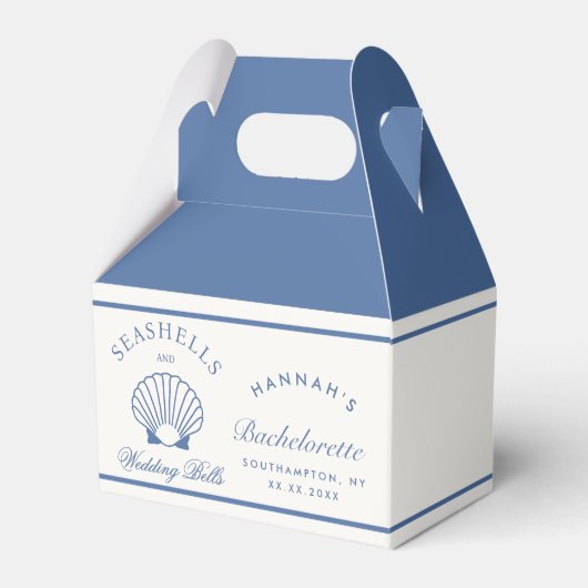 Retro Blue Seashells & Wedding Bells Bachelorette Geschenkschachtel (Vorderseite)