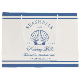 Retro Blue Seashells & Wedding Bells Bachelorette Große Geschenktüte