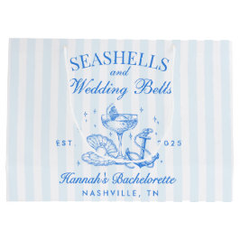 Retro Blue Seashells & Wedding Bells Bachelorette Große Geschenktüte