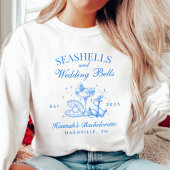 Retro Blue Seashells & Wedding Bells Bachelorette Sweatshirt