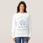 Retro Blue Seashells & Wedding Bells Bachelorette Sweatshirt (Vorne ganz)