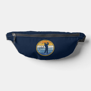 Retro Blue Silhouette Golfer Monogram Bauchtasche