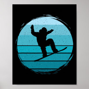 Retro Blue Snowboarden - Vintag Wintersport Sno Poster