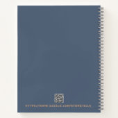 Retro Blue Solid Color Schlichtes Monogramm Notizblock (Rückseite)