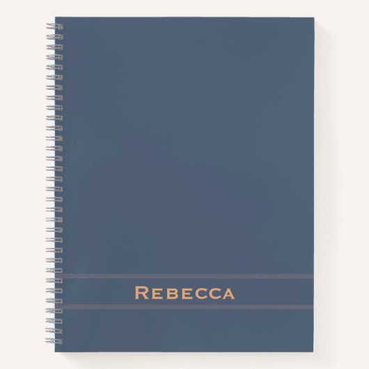 Retro Blue Solid Color Schlichtes Monogramm Notizblock (Vorderseite)