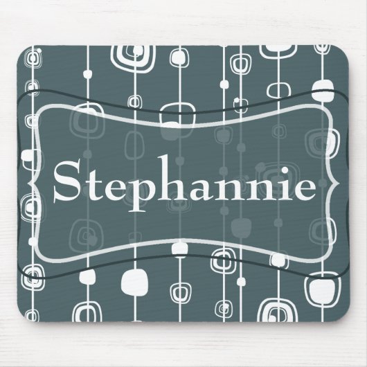 Retro Blue Squares 1950 Groovy Mousepad (Vorne)