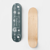 Retro Blue Squares Old School Skateboard der 70er (Vorderseite)