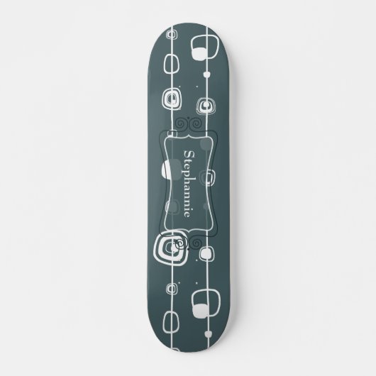 Retro Blue Squares Old School Skateboard der 70er (Vorne)