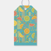 Retro Blue Summer Citrus Fruit Birthday Geschenkanhänger (Rückseite)
