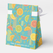 Retro Blue Summer Citrus Fruit Birthday Geschenkschachtel (Rückseite)