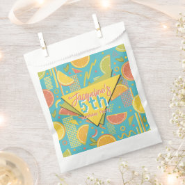 Retro Blue Summer Citrus Fruit Birthday Geschenktütchen