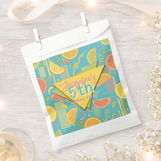 Retro Blue Summer Citrus Fruit Birthday Geschenktütchen (Ausgeschnitten)