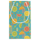 Retro Blue Summer Citrus Fruit Birthday Kleine Geschenktüte (Rückseite)