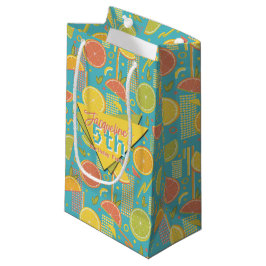 Retro Blue Summer Citrus Fruit Birthday Kleine Geschenktüte