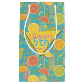 Retro Blue Summer Citrus Fruit Birthday Kleine Geschenktüte (Vorderseite)
