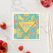 Retro Blue Summer Citrus Fruit Birthday Serviette (Beispiel)