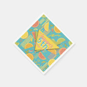 Retro Blue Summer Citrus Fruit Birthday Serviette (Ecke)