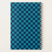 Retro Blue Teal Checkerboard 2026 Planer (Rückseite)