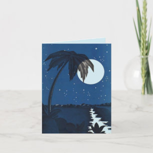 Retro Blue Tropical Hawaii Mahalo! Karte