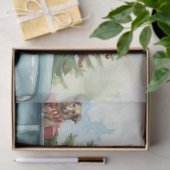 Retro Blue Truck mit Urlaubspflanzen und Hunden Seidenpapier (Geschenk)