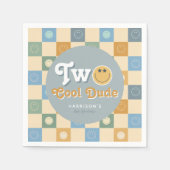 Retro Blue Two Cool Dude Boys 2nd Birthday Serviette (Vorderseite)