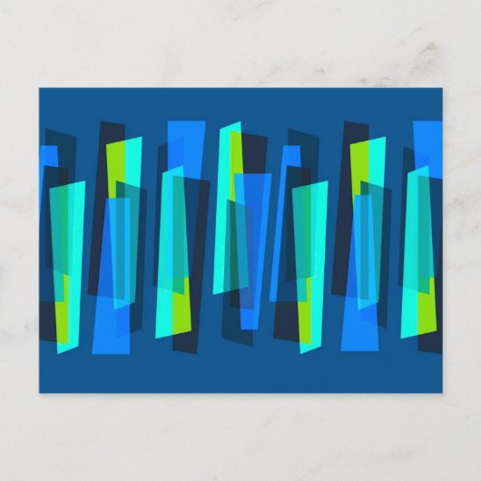 Retro Blue und Green Abstrakt Print Postcard Postkarte (Vorderseite)