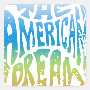 Retro Blue und Green American Dream Sign Graphic Quadratischer Aufkleber