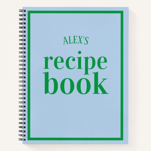 Retro Blue und Green Rezept Book zum Schreiben Notizblock (Vorderseite)