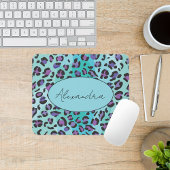 Retro Blue und Lila Leopard Print Mousepad
