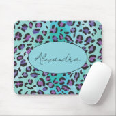 Retro Blue und Lila Leopard Print Mousepad (Mit Mouse)