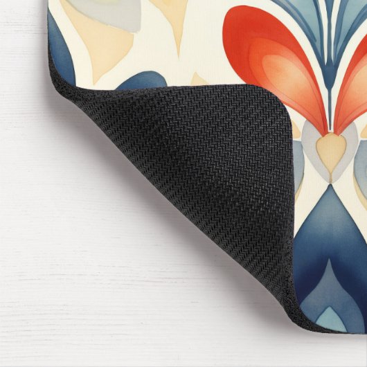 Retro Blue und Orange Blumen Maus Pad Mousepad (Ecke)