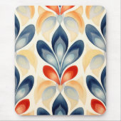 Retro Blue und Orange Blumen Maus Pad Mousepad (Vorne)